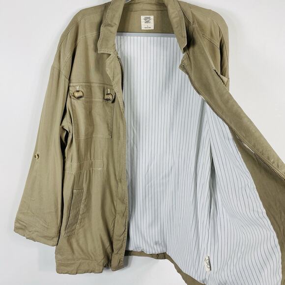 Good Hart Matilda Jane Size Large Memphis Cargo Jacket Camel Tan Linen Blend - Picture 4 of 6